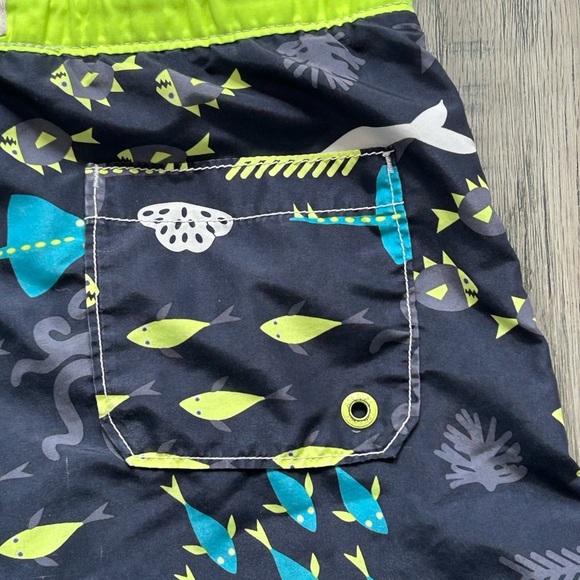 GAP Kids Boys  Neon Green and Navy Surf Shorts Sz 10 - Picture 6 of 12